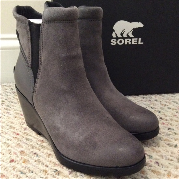 🆕 SOREL gray black wedge waterproof boots- size 8 - Picture 3 of 8